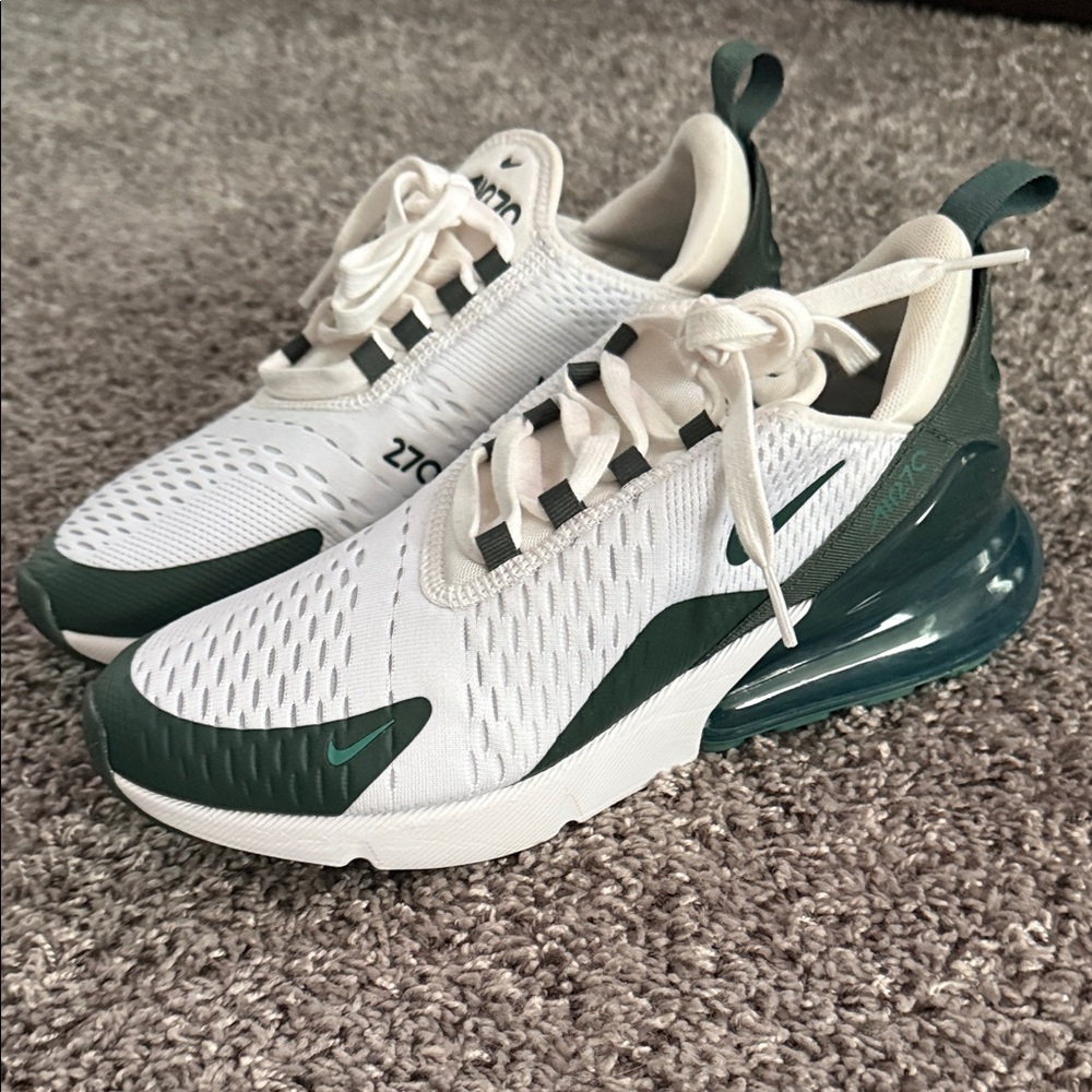 Nike Air Max 270 White and Dark Green Shoes